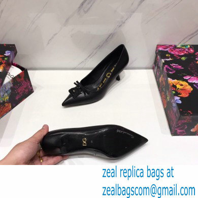 Dolce  &  Gabbana Thin Heel 6.5cm Leather Sicily Pumps Black 2021